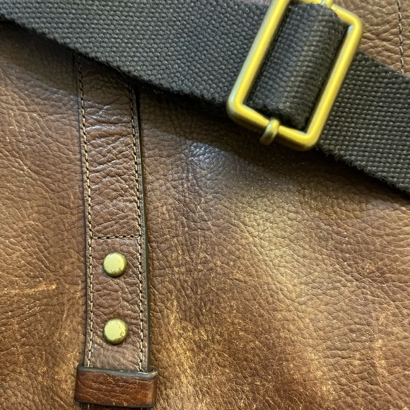 Fossil Leather Messenger Bag Crossbody Bag Purse Dark Brown - Picture 3 of 10